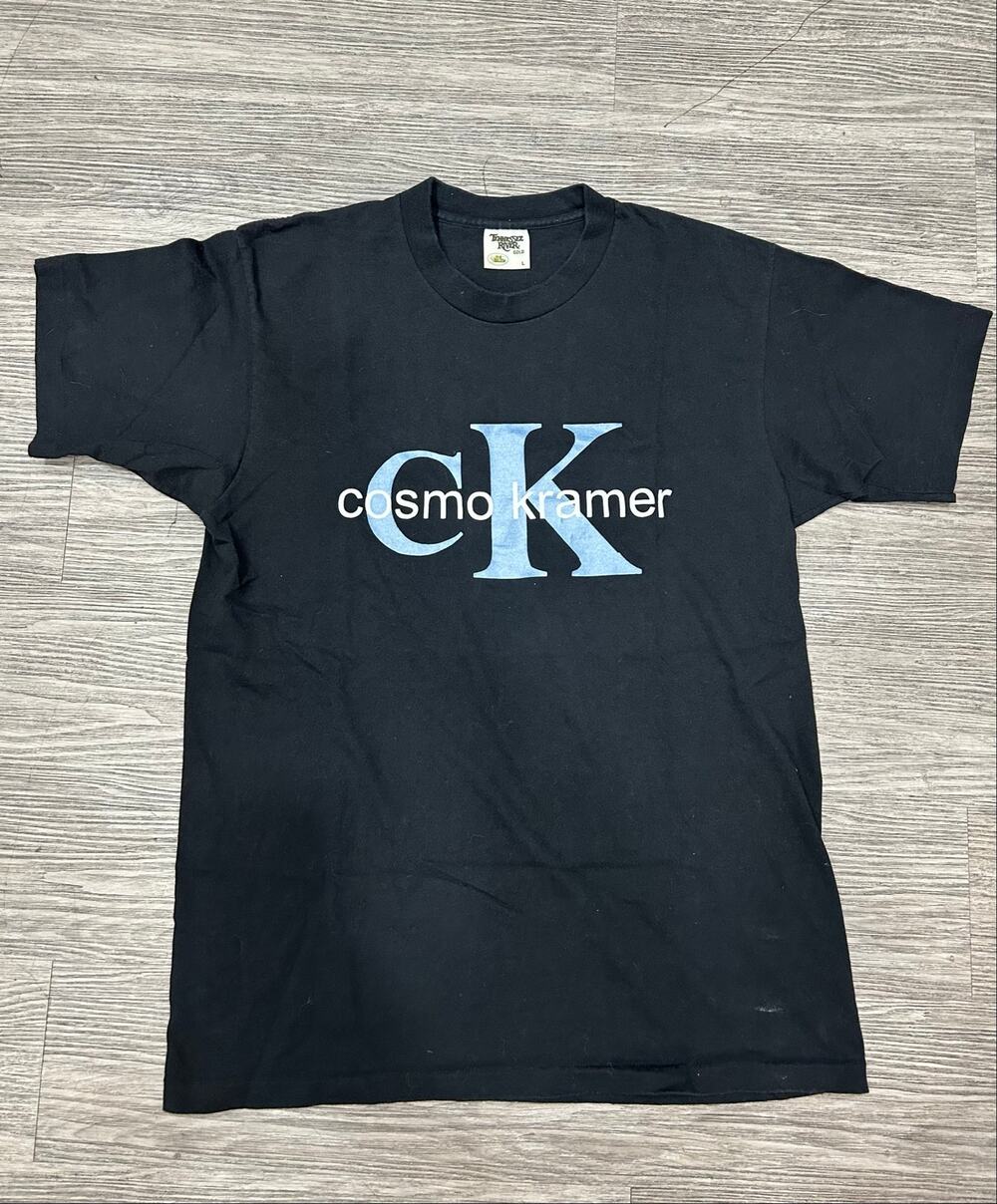 Vintage Seinfeld Cosmo Kramer CK Calvin Klein Parody T-Shirt Black Size L USA